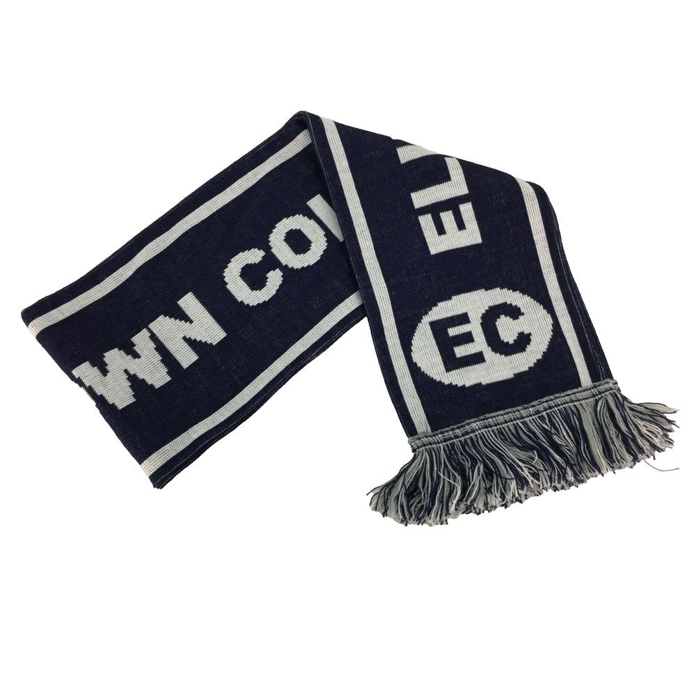 Elizabeth College Scarf 64"x7" Reversible Spellout Blue‎ Gray NCAA Fringe S47